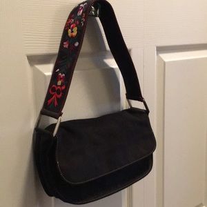 Nine West Suede Stitched Bag w/Embroidered Strap